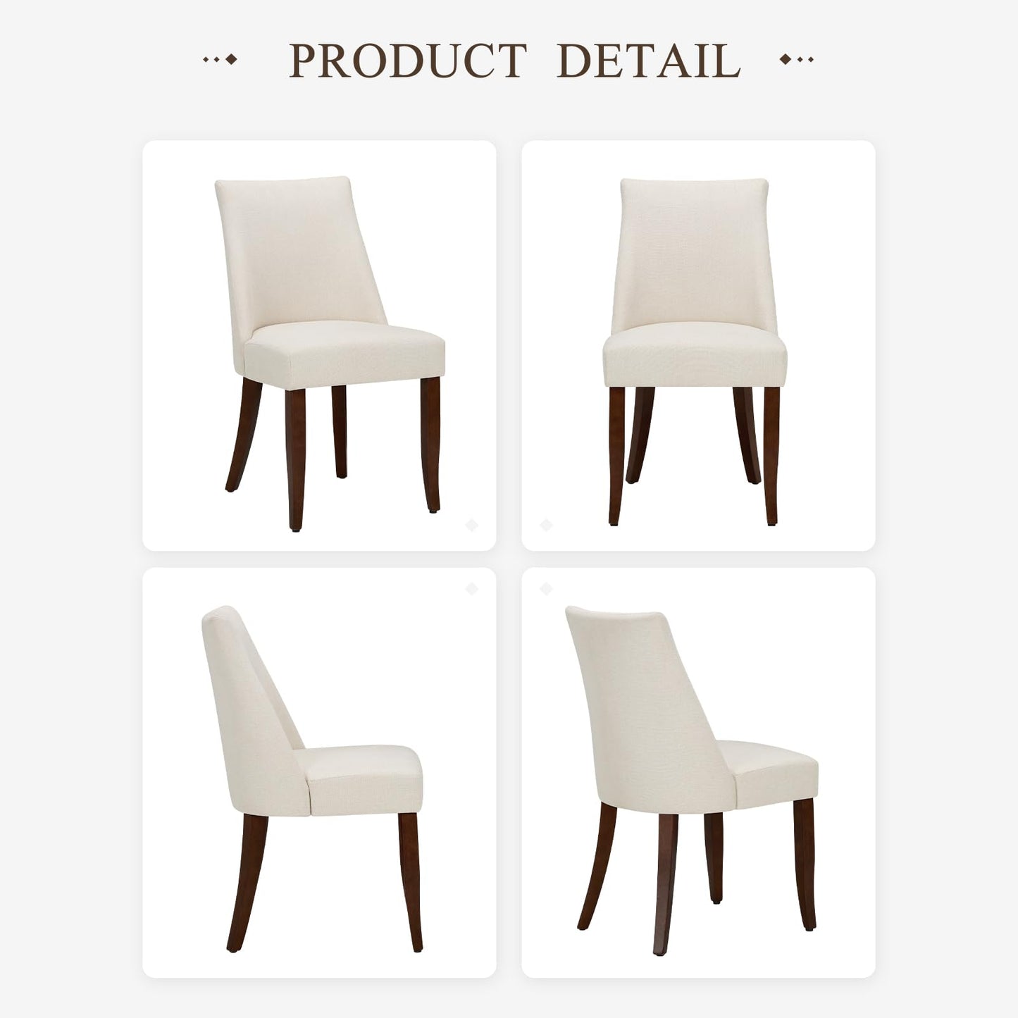 COLAMY Upholstered Dining Chairs Set of 6, Mid Century Modern Kitchen Chairs with Back, Farmhouse Fabric Side Dining Room Chairs with Wood Legs for Dining Room Restaurant, Beige
