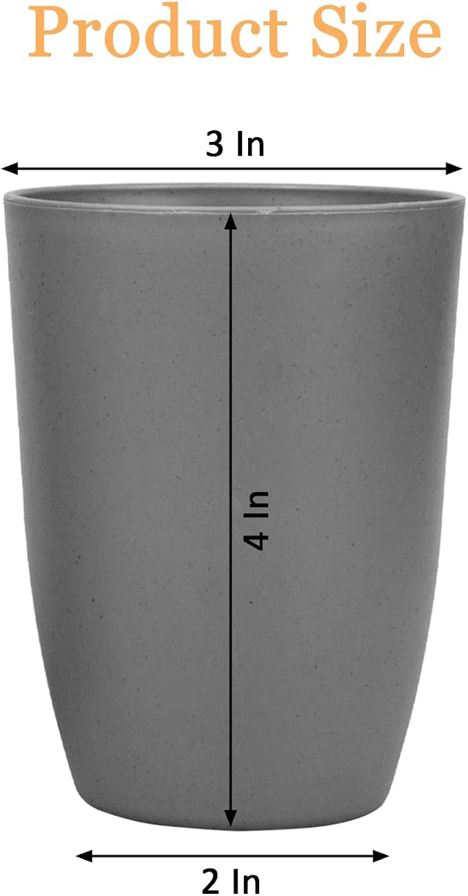 Wheat Straw Cups set of 4, Unbreakable Drinking Cup, Reusable Cups, Dishwasher Safe, 12 oz for Kitchen, Home, Office and Outdoor Use (Dark Gray)