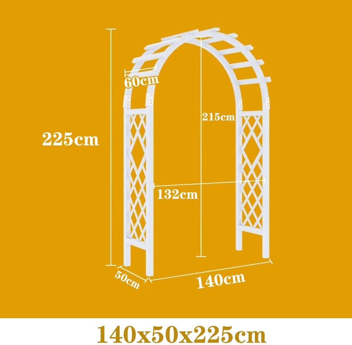 White Wooden Garden Arbor Rose Archway Trellis for Climbing Plants Heavy Duty Weatherproof Wedding Arch Easy Assembly 160cm/63inch Height (White 140cm/55.1inch)