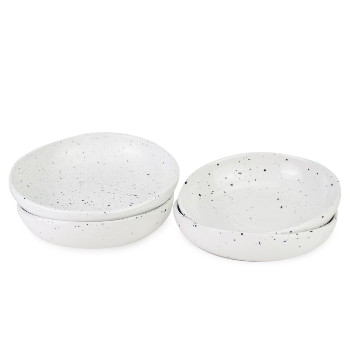 roro 5 Inch Handmade Ceramic Small Bowl, Glossy White Speckled