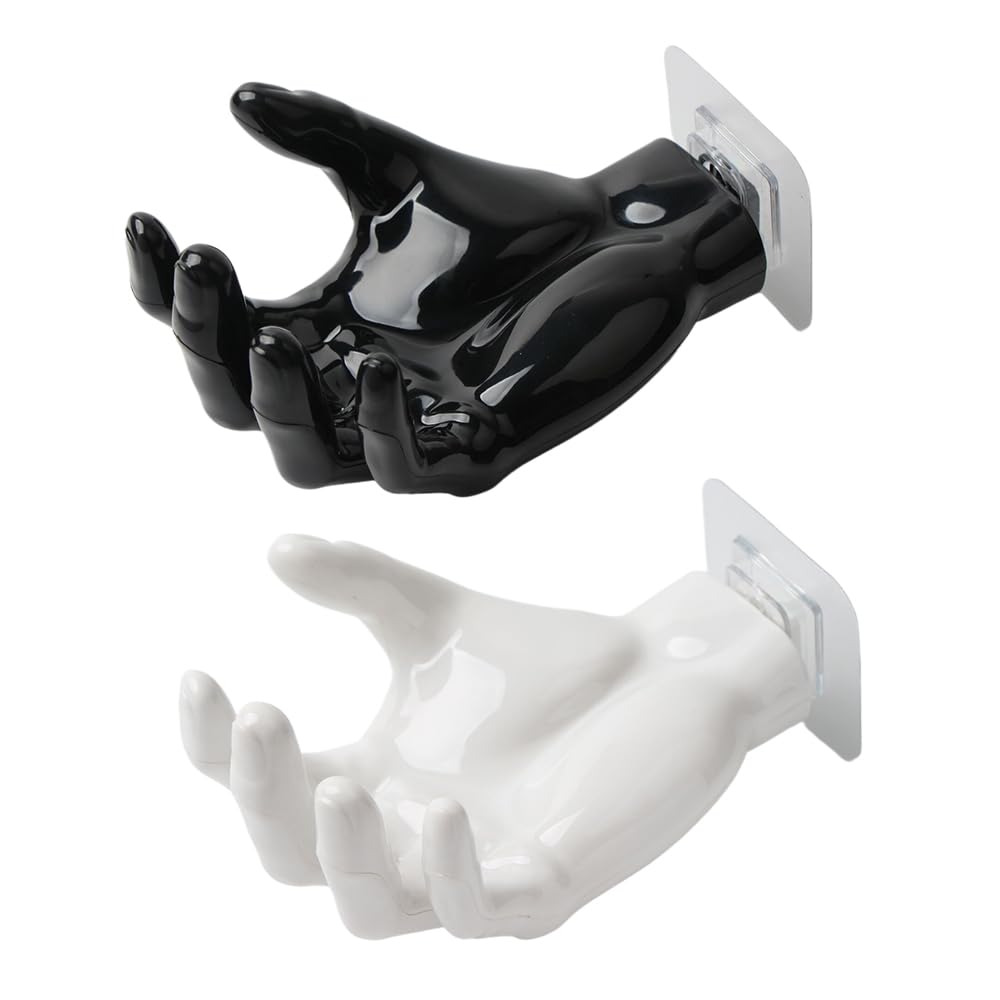Ximimark 2 pcs Hand Shaped Soap Holder, Wall Mounted Strong Adhesive Hook for Home Storage of Keys and Earphones, Punch-Free Traceless Soap Storage Rack, Bathroom Accessories