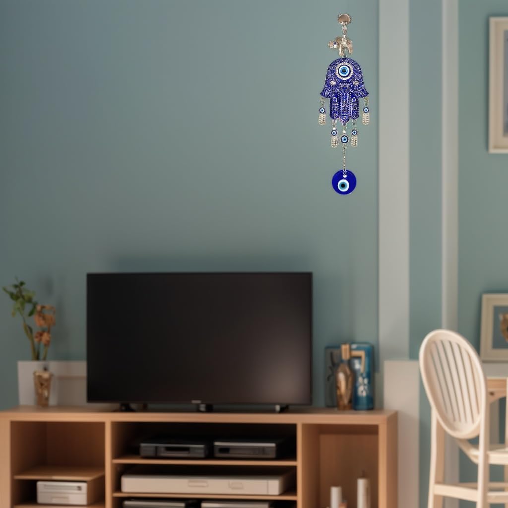 Betterdecor Blue Evil Eye Hamsa Hand Hanging Charm Decoration for Home Office Car -028