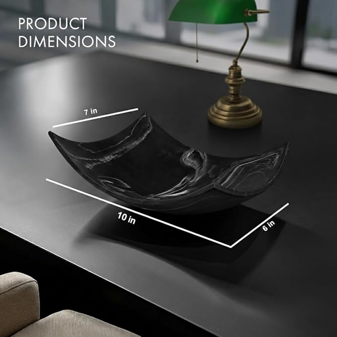 Creative Scents Black Marble Look Decorative Bowl, Coffee Table Decor for Living/Dining Room, Modern Black Catch-All Key Dish Decorations for Entryway, Black Decor - Fruit Bowl for Kitchen Counter