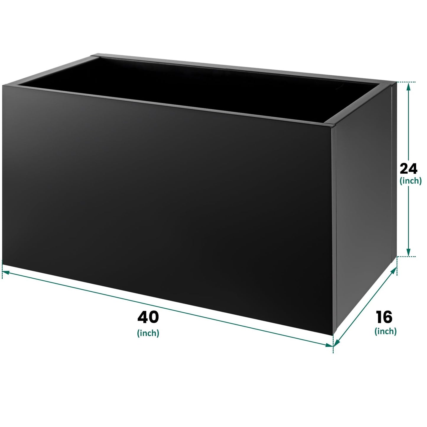 Meyoppm 40"x16"x24" Steel Planter Box, Heavy Duty Galvanized Metal Planter with Drainage Hole, Rust-Resistant Indoor & Outdoor Planter for Patio, Balcony, Garden Black