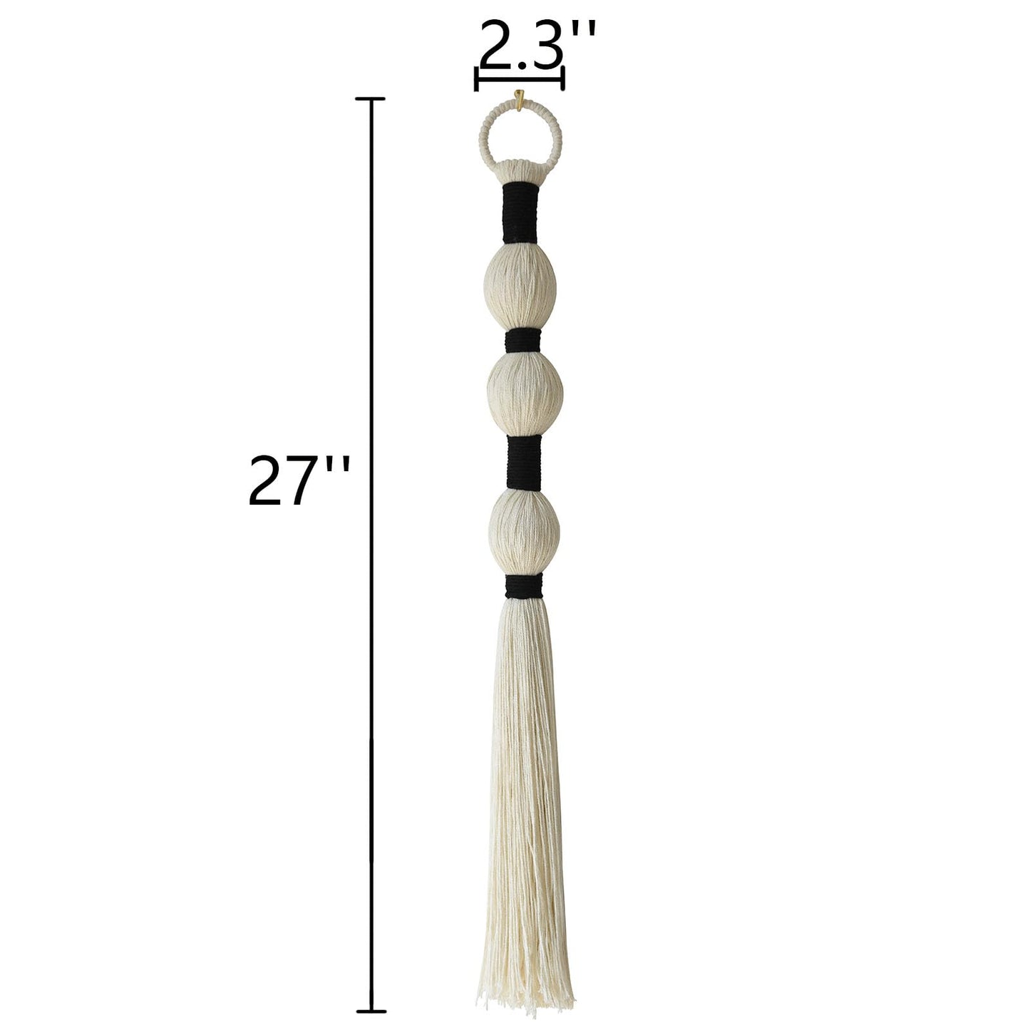 IOWER Macrame Wall Hanging Boho Wall Decor Small Sphericity Cotton Textile Tassel Hanging Fiber Yarn Art for Living Room Bedroom 27'' L x 2.3'' W