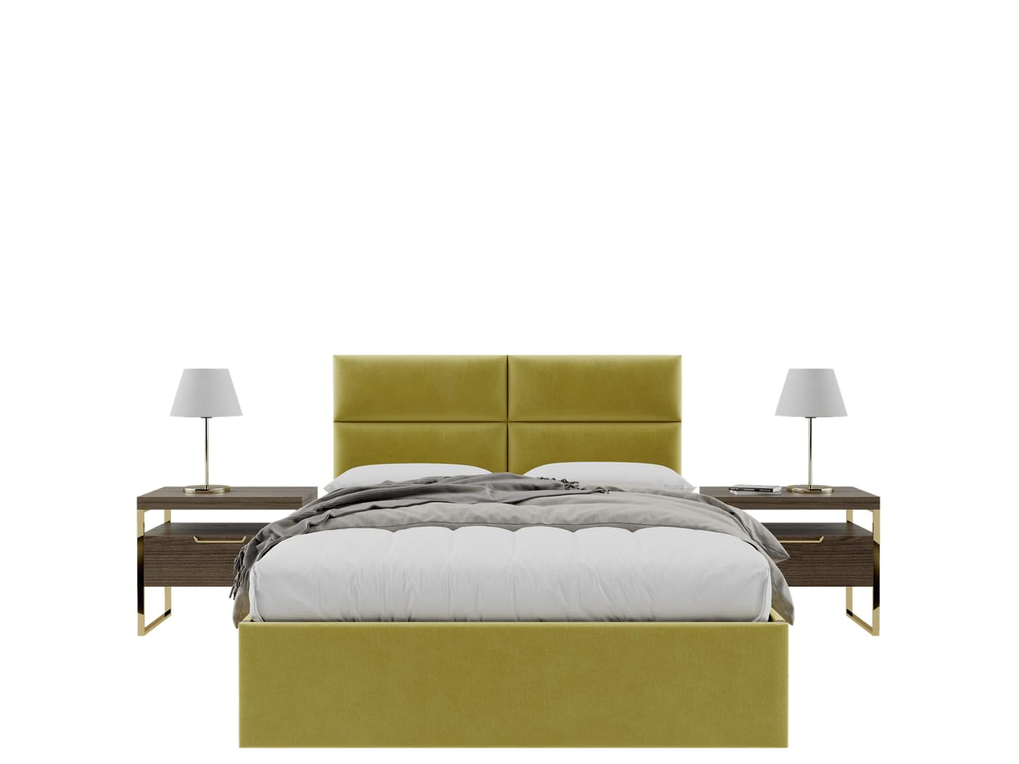 Vänt Upholstered Wall Panels - Queen/Full Size Wall Mounted Velvet Headboards - Velvet Olive Moss - Set of 4 Panels (Each Individual Panel 30"x11.5")