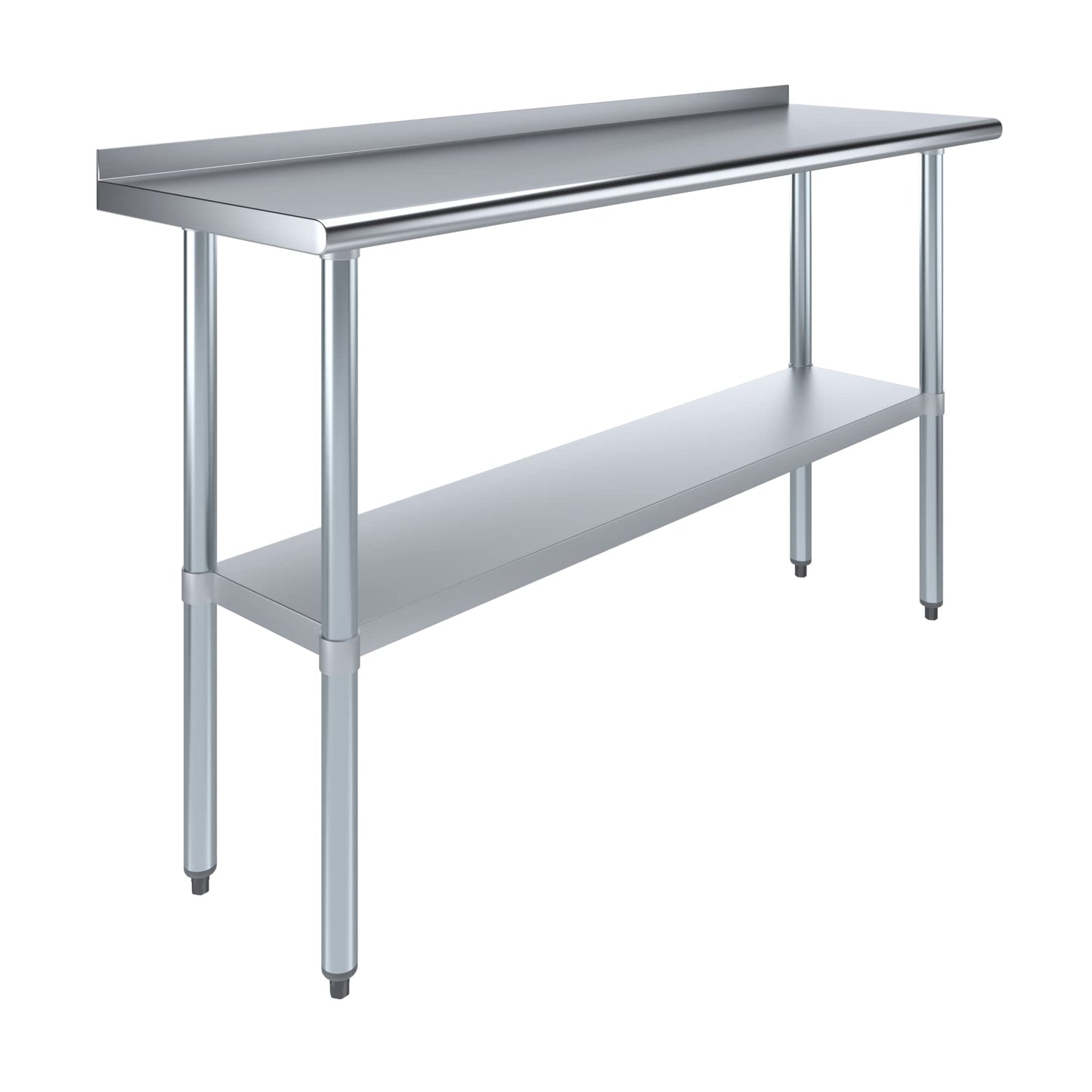 AmGood Stainless Steel Work Table with 1.5" Backsplash | Metal Kitchen Food Prep Table | NSF (60" Long x 18" Deep)