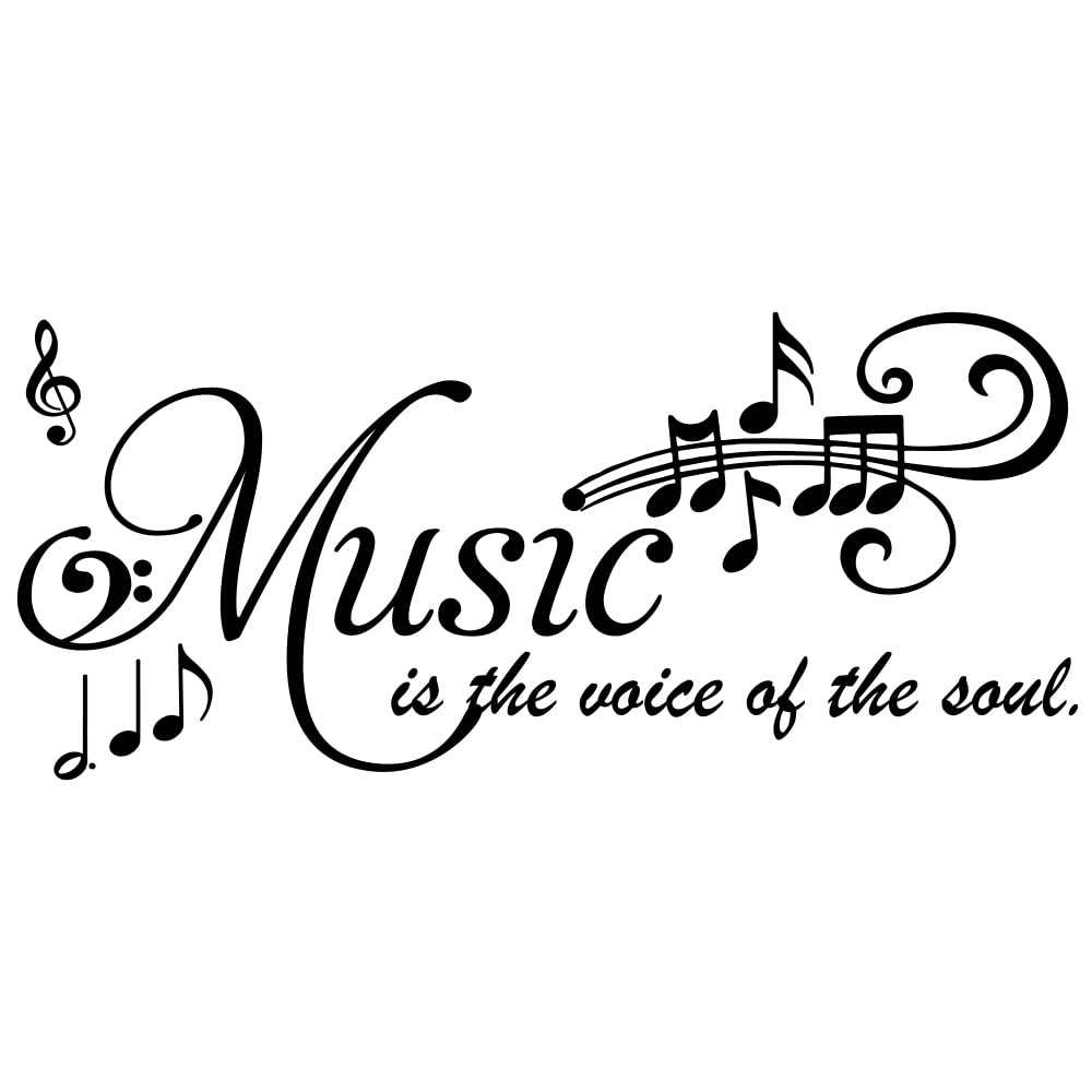 Music is The Voice of The Soul Vinyl Wall Art Decals Lettering Quotes Music Symbols Sayings for Music & Dance Room