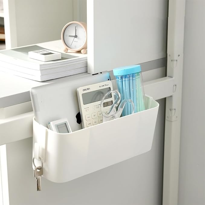 Bedside Caddy Hanging Basket Organizer with Hooks Dorm Bunk Beds Shelf Night Table Storage Holder for Remote Controls Magazines Phone Glasses Bottle (Green)
