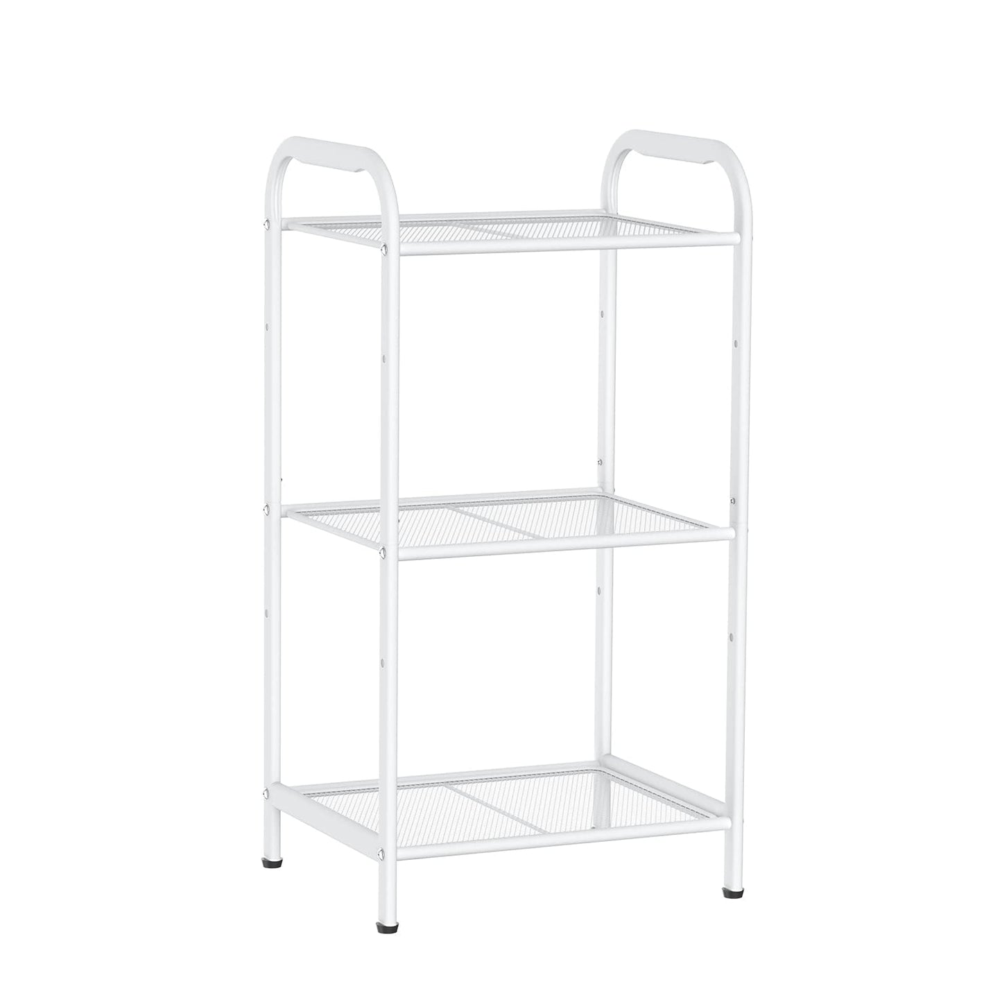 MAX Houser Storage Rack with Shelf,Industrial Style Extendable Plant Stand, Standing Shelf Units for Kitchen, Bathroom, Office,Living Room, Balcony, Kitchen (White, 3 Tier)