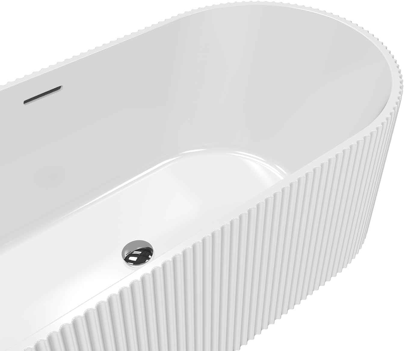 67 Inch Acrylic Freestanding Bathtub, Deep Soaking Tub with Non-Slip Base, cUPC Certified Free Standing Tub, Chrome Drain Bath Tub, Modern Tub for Bathrooms, White
