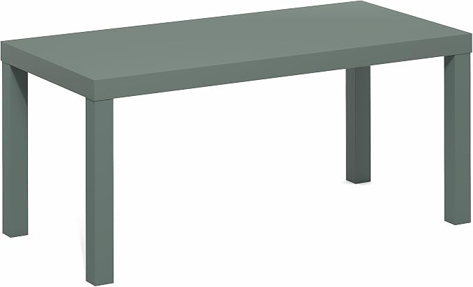 Furinno Classic Coffee Table, Modern Rectangle Coffee Table with 1.8" Triple Thick Tabletop, Side Table, Toolless Assembly, for Living Room, Home Office, Sage Green