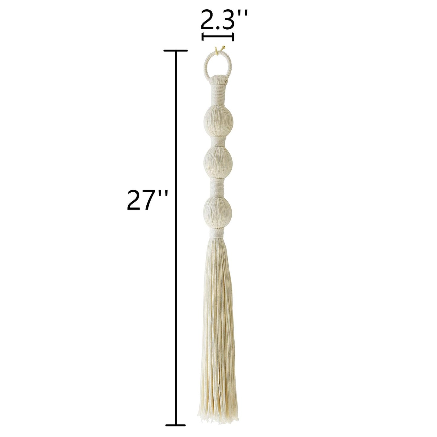 IOWER Macrame Wall Hanging Small Sphericity Cotton Textile Tassel Wall Hanging Fiber Yarn Art for Living Room Bedroom 27'' L x 2.3'' W