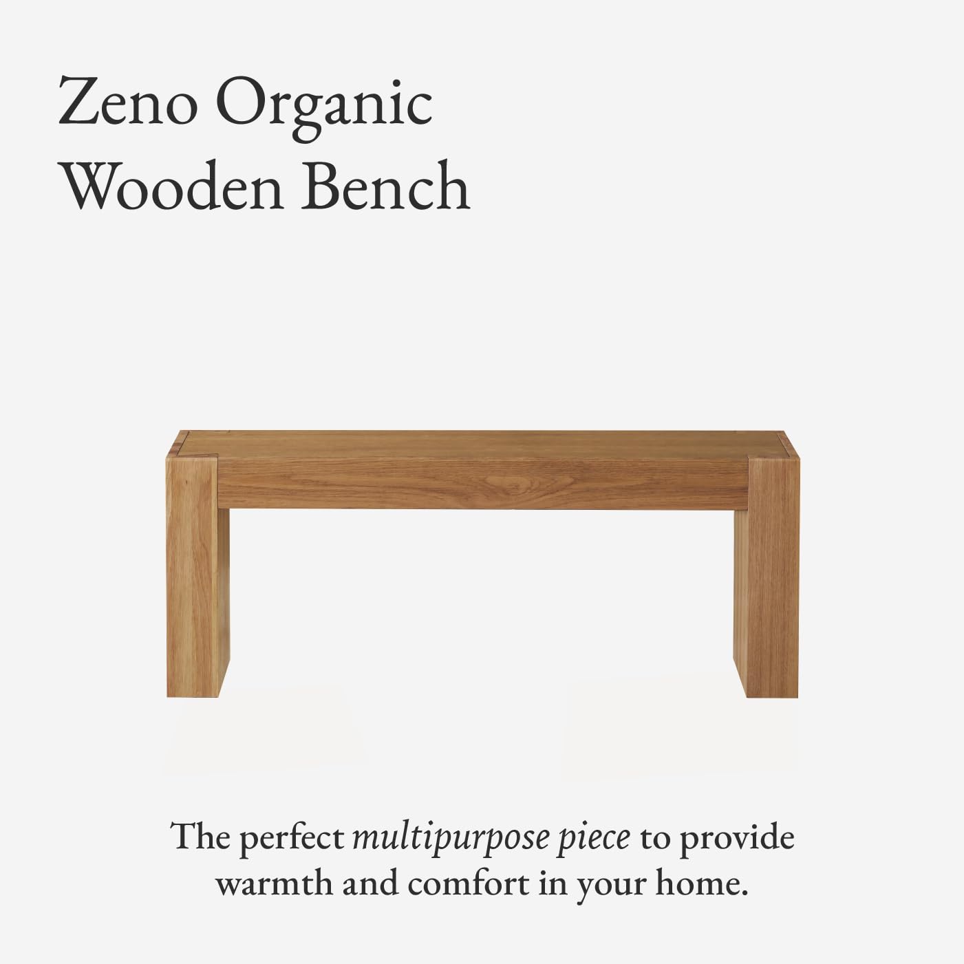 Maven Lane Zeno Bench – Natural Solid Wood – Ideal for Living Room, Entryway and Bedroom Décor