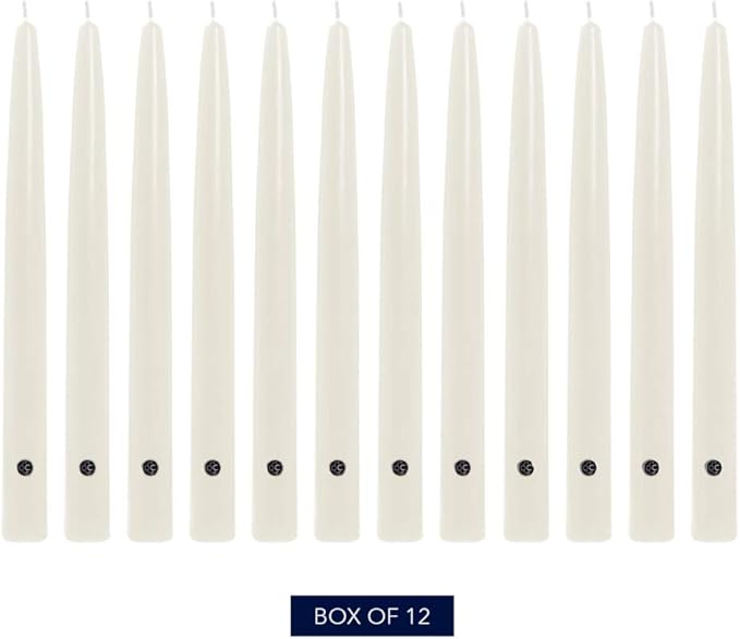 Colonial Candle Handipt Taper Candle, 10 in, White 12 count
