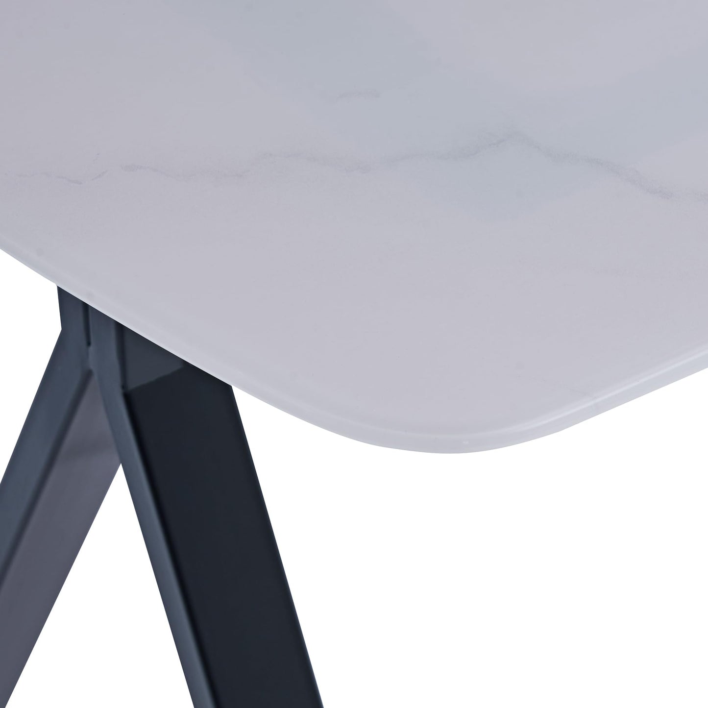 KEIKI 51.2" Rectangular Dining Table for 4-6, Tempered Glass Marble-Top with Gold Metal Legs, Modern Kitchen Dining Table, Space-Saving Rectangular Kitchen Table, White Black