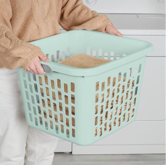 Sterilite 1.5 Bushel Square Laundry Basket Mindful Mint Comfort Grip Handles