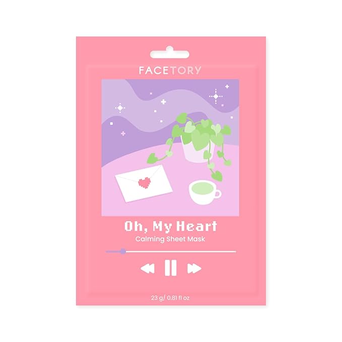 FACETORY K Beauty Face Mask Skin Care - CALMING Sheet Mask for ACNE-PRONE Skin with Heartleaf Extract | Calms Redness Smoothes Texture (5 Pack)