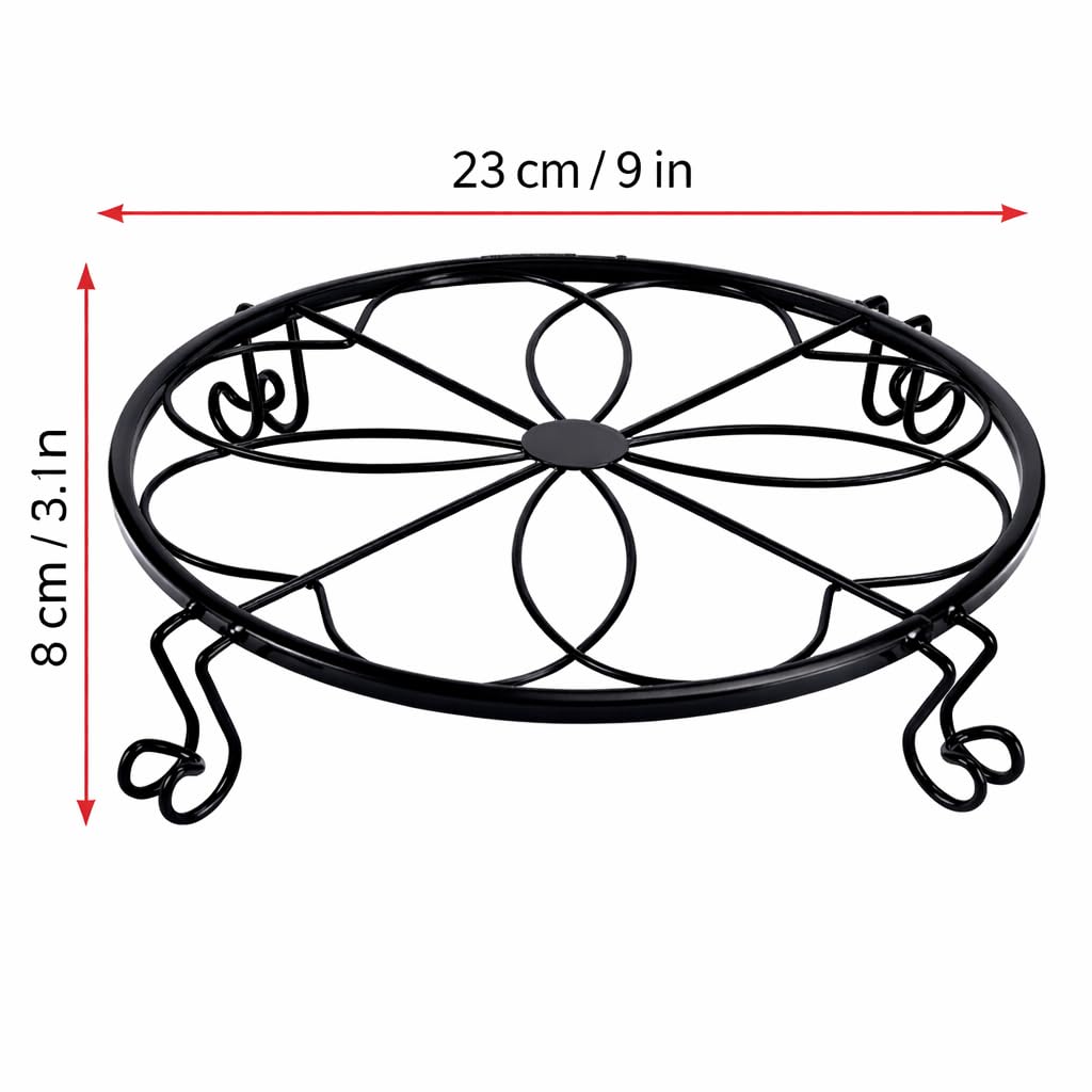 1/2/4 Pack 9/10/12 Inch Heavy Duty Iron Plant Stands - Rustproof Metal Flower Pot Holder for Indoor Outdoor Use, Round Wrought Iron Planter Stand for Corner Gardening, Patio, Balcony Decor- Black (9IN1PCS)