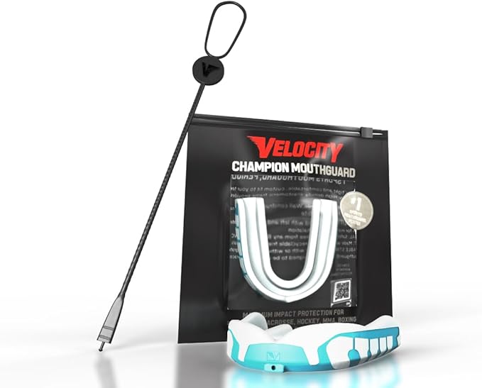 Velocity Champion Youth Mouthguard, 1 Pack, Royal & Red - for Ages 11 to 18 - Ideal for Lacrosse, Football, Hockey, Basketball, Soccer, Boxing, Martial Arts, Field Hockey, and More