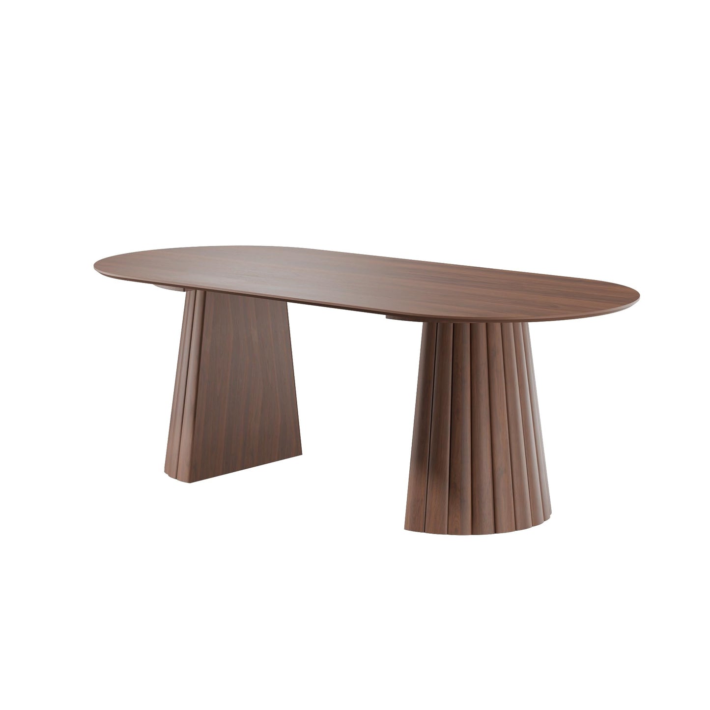 Casaphoria 79" Oval Dining Table, Modern Wood Kitchen Table with Cone Shaped Stripe Convex Base for Living Room & Dining Room, Easy Assembly Farmhouse Furniture for 6-8, Walnut