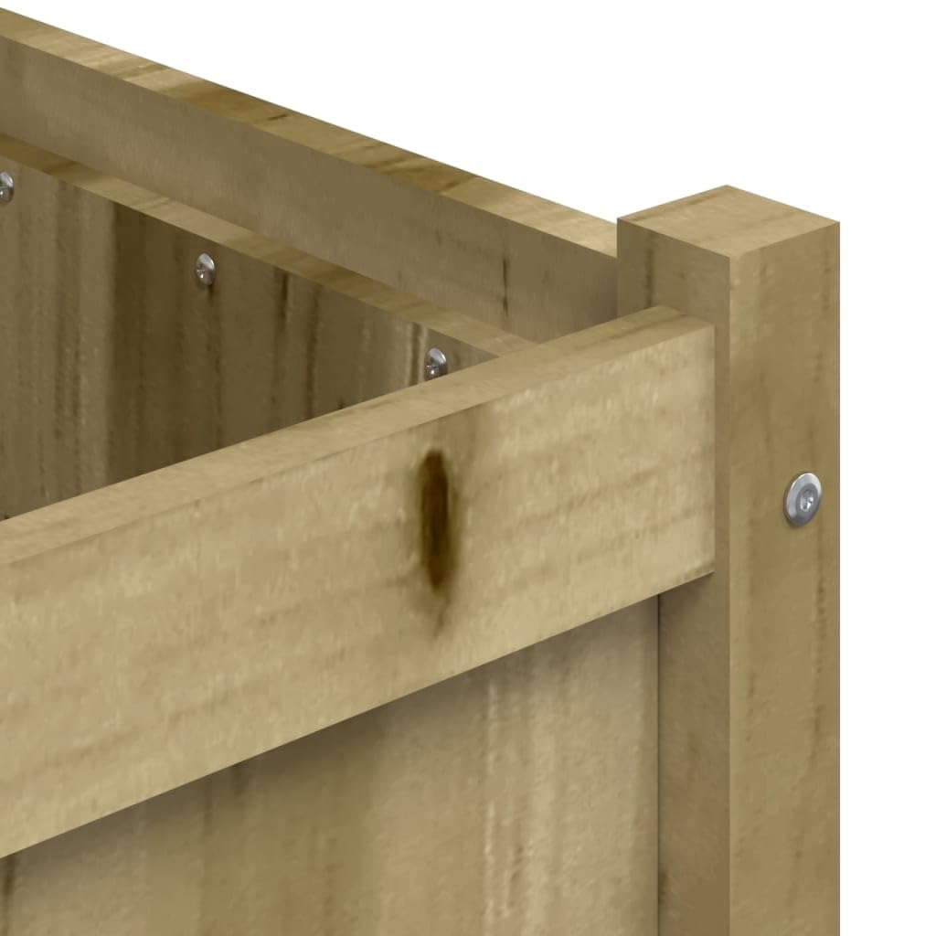 Favemtsl Large Rustic Raised Garden Bed 35.4x35.4x27.6 in Treated Solid Pine Wood Outdoor Planter Box Weathered Brown for Patio Balcony Yard
