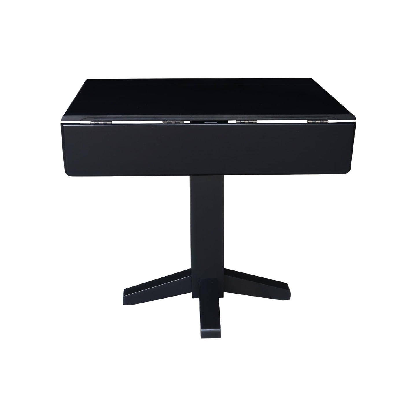 Solid Wood 36" Square Dual Drop Leaf Dining Table, Black