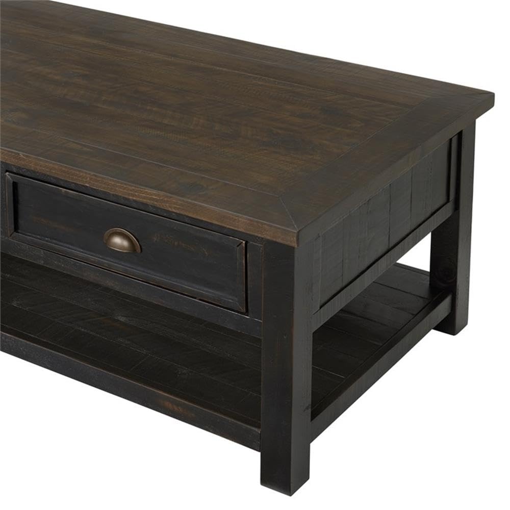 Martin Svensson Home Solid Wood Coffee Table, Black with Brown Top