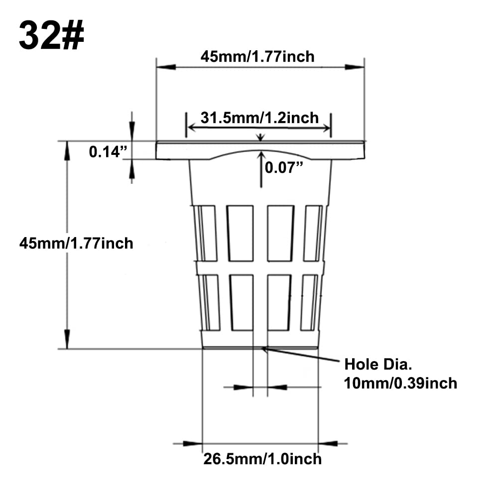 QINIZX 50 Pack 1.77" Garden Net Pots Cups, Slotted Mesh Pot Baskets Seed Growing Media Hydroponics System Supplies for Aquaponics/Orchids/Rockwool Cubes, Heavy Duty Round Wide Rim Design (White)