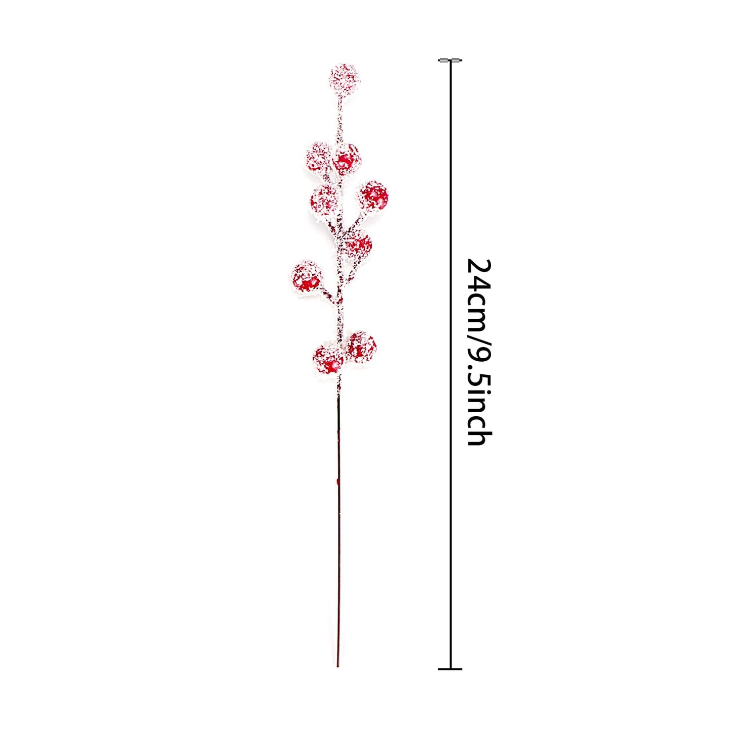 24Pcs Artificial Berry Picks Snow Sprays Christmas Frosted Holly Berry Stems Twigs Winter Branches for Christmas Tree Fillers Decor Holiday Arrangement Wreaths Garland Crafts DIY Ornaments (Red)
