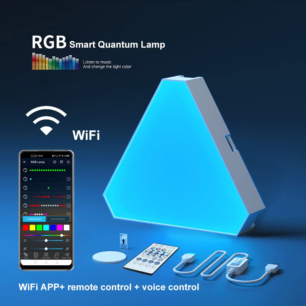 fbkapelk WiFi Bluetooth 5V USB Triangle Lamps Quantum Atmosphere LED Night Light for Game Bedroom Decoration Creative Decorat Wall Lamps (10 PCS Bluetooth)