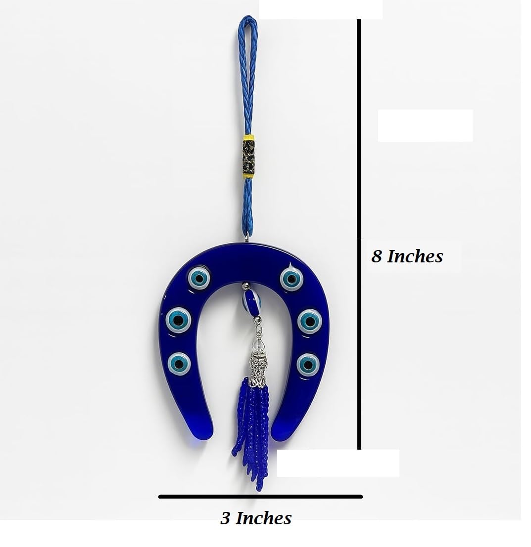 GRI9 Nazar Suraksha Kavach Evil Eye Ghode Ki Naal Wall Hanging for Vastu Nazar Battu Healing for Home, Car & Door/Office Hanging Good Luck Success Prosperity Health Wealth (8 Inches)