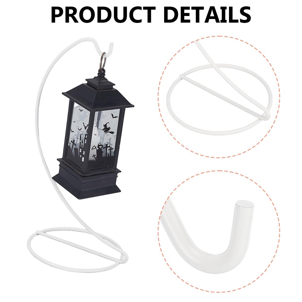 DELORIGIN 6pcs Ornament Display Stand Hanger Holder Glass Globe Iron Wire Stand Hanging Hook Rack for Christmas Lanterns Hanging Air Plant Terrarium Witch Ball Decor DIY Art Craft Display(White)