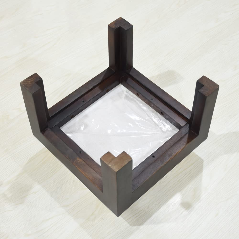 BBH Home's Handmade Light Walnut Rectangular Shaped Mango Wood Stool 14x14x9 Inch AMBBRSST0007