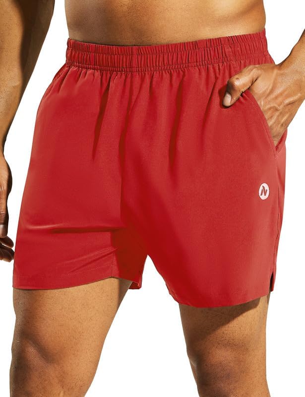 Nepest Men's 5?™â€?Athletic Running Shorts with Pockets, Lightweight Quick Dry Gym Workout Training No Liner Shorts