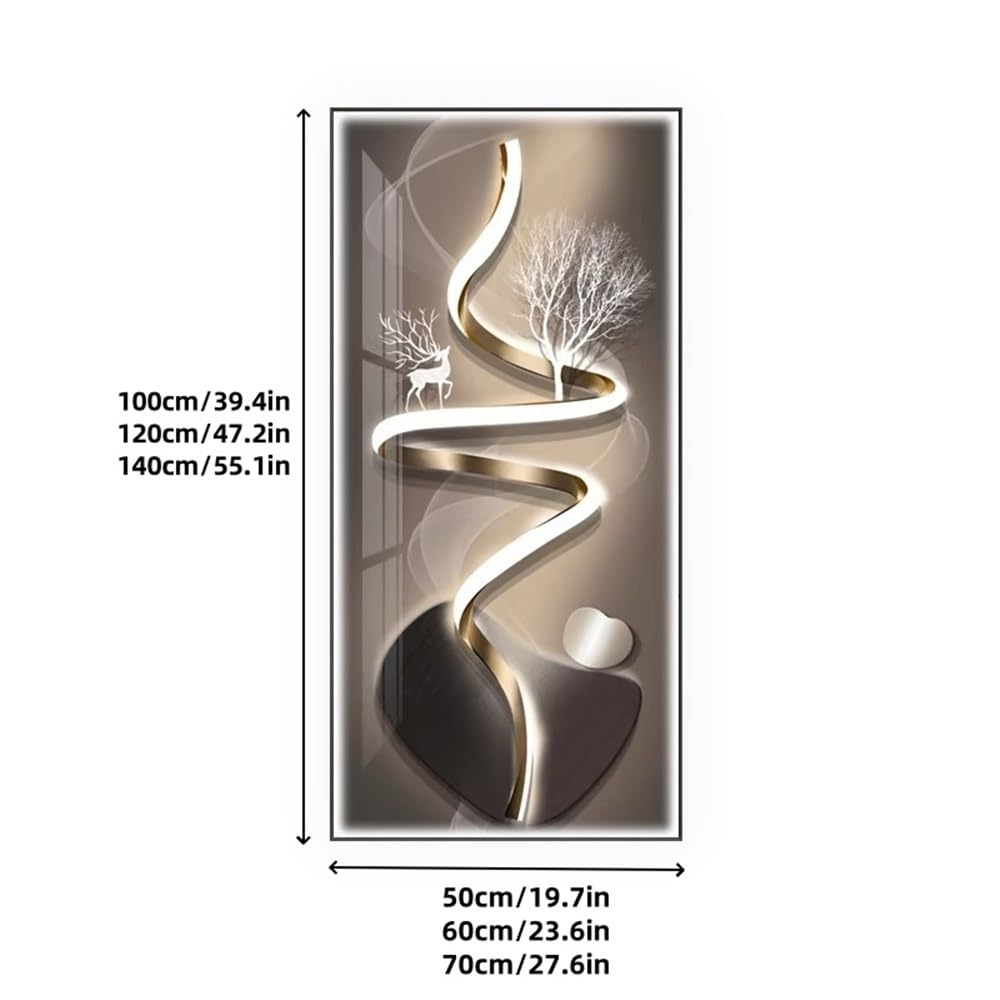 Metal Framed Wall Art, Led Wall Sculpture, Large Modern Abstract Vertical Living Room Wall Decor, Luxury 3d Wall Decor for Hallway Entryway, Office(C,50x100cm(19.7x39.4in))