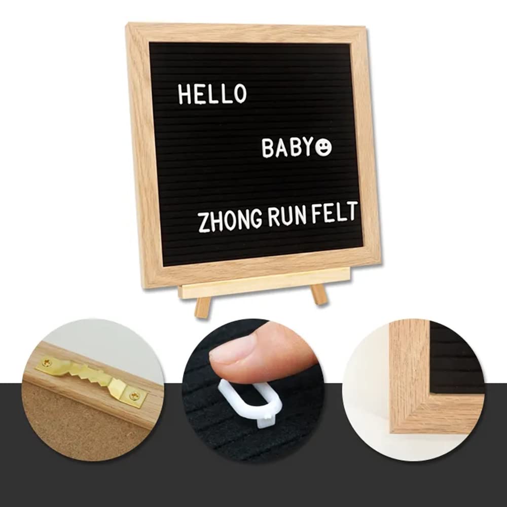 Felt Letter Message Board with 340 Letters,Letter Board Sign with Stand, 10X10 Inch for Baby & Pregnancy Announcement Sign,Black Felt