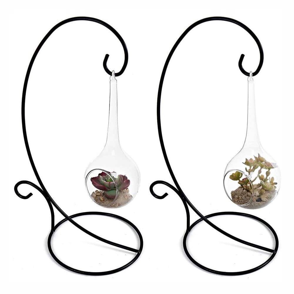 Metal Ornament Display Stand Set of 2 Tall Iron Lightweight Ornament Holder Stand for Hanging Globe Air Plant, Terrarium Plant, Witch Ball Stand for Bauble Home Party Wedding Craft Christmas Decor
