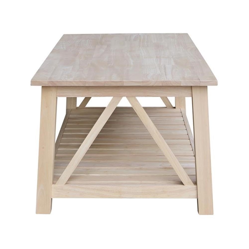 IC INTERNATIONAL CONCEPTS Surrey Solid Wood Coffee Table with Shelf - Unfinished