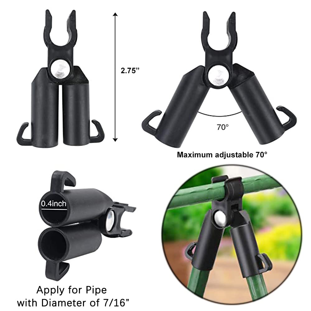 Garden Trellis Support Kit - Plant Clips & Stake Connectors, 7/16" Stake Extensions & Pipe Fixings