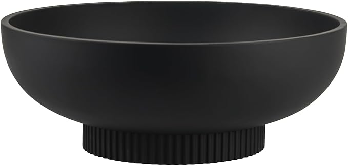 Deobath Large Resin Pedestal Decorative Bowl - Modern Handicraft Bowls for Home Decor - Fruit Bowl for Kitchen Counter - Key Bowl for Entryway Table,Matte Black