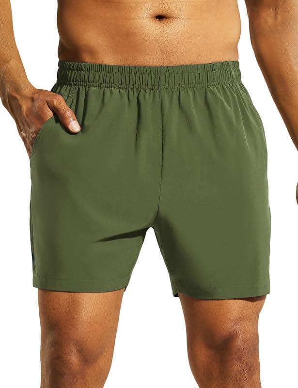 Nepest Men's 5?™â€?Athletic Running Shorts with Pockets, Lightweight Quick Dry Gym Workout Training No Liner Shorts