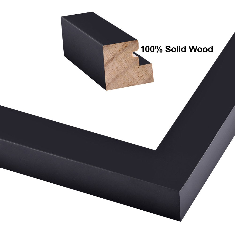 RPJC 11 x 14 Picture Frames Made of Solid Wood and High Definition Glass Display Pictures 8x10 with Mat or 11x14 Without Mat for Wall Mounting Photo Frame Black
