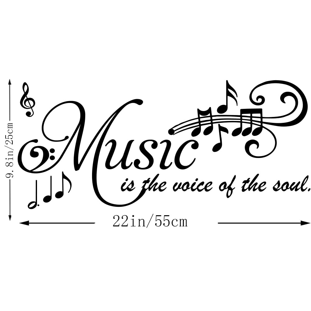 Music is The Voice of The Soul Vinyl Wall Art Decals Lettering Quotes Music Symbols Sayings for Music & Dance Room