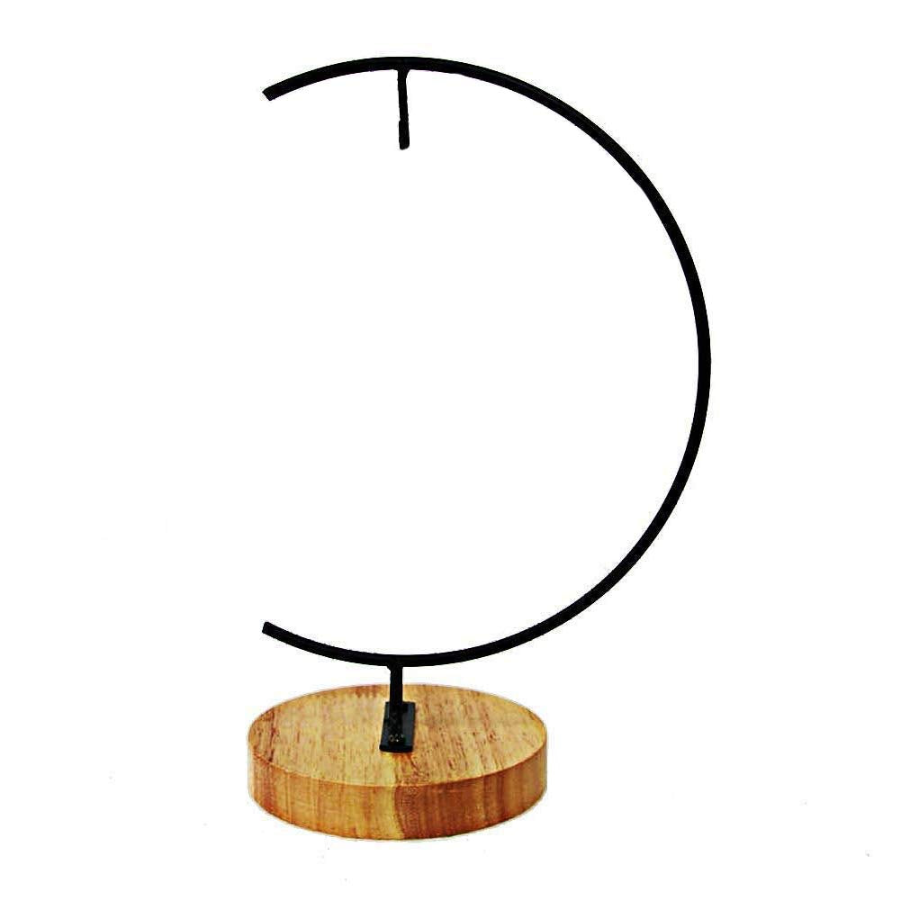 Archi G-shaped Ornament Display Stand Iron Pothook Stand for Hanging Glass Terrarium/Picture with Wood Base (Iron Stand with Wood Base)