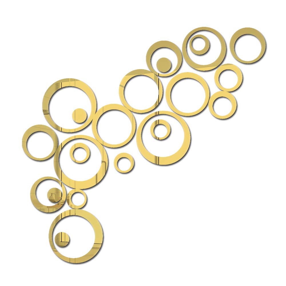 24 Pieces Wall Stickers Acrylic Circle Mirror Removable Mirror Wall Decoration Wall Decals Murals for Home Living Room Bedroom Decor (Gold-Circle)