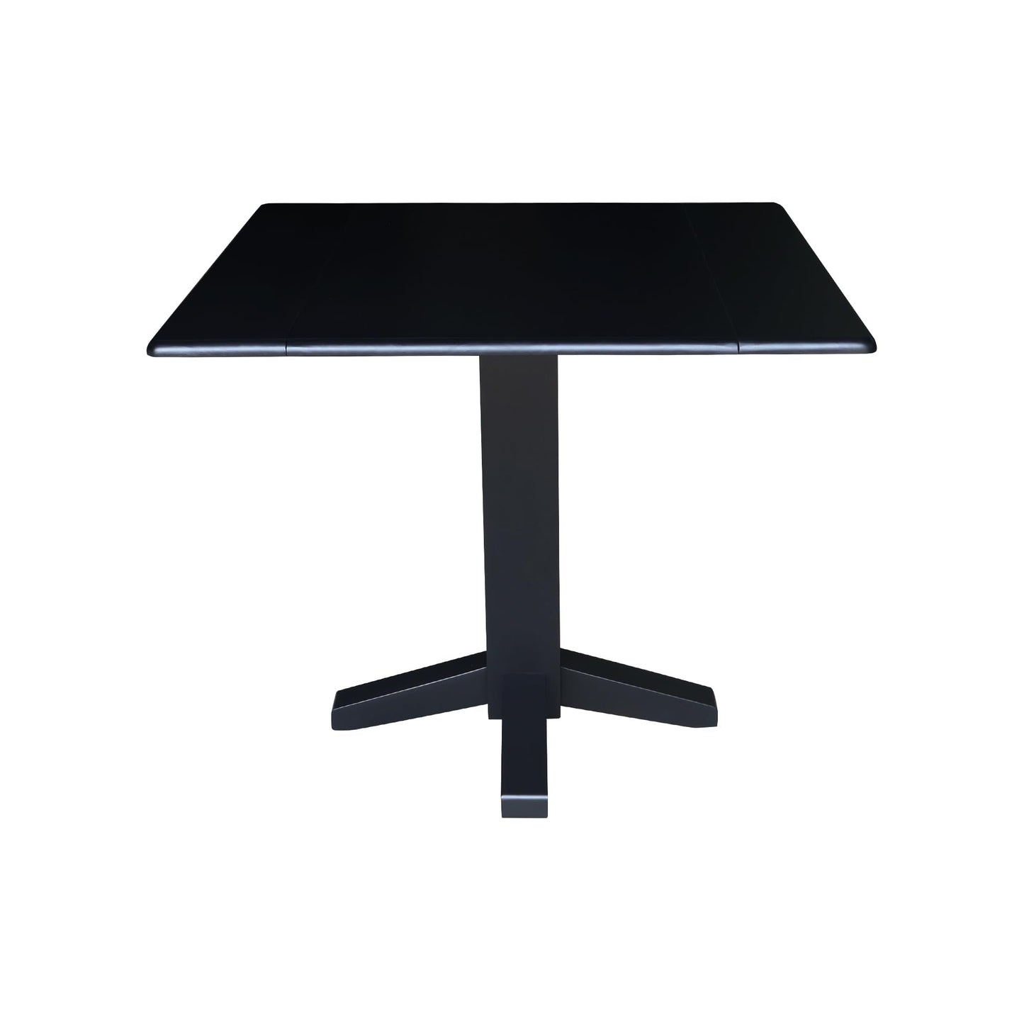 Solid Wood 36" Square Dual Drop Leaf Dining Table, Black