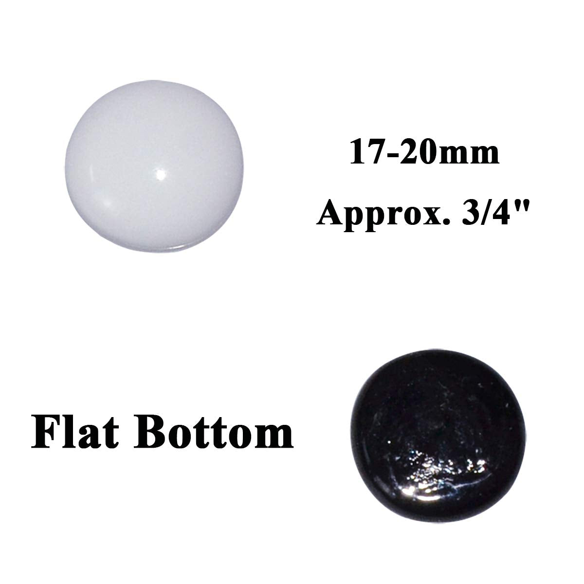 Kissvian Flat Glass Marbles/Gems/Stones/Beads for Home Décor Vase Filler Table Scatter Art Craft Aquarium – 2LB (17-20mm, Approx. 3/4") Black & White