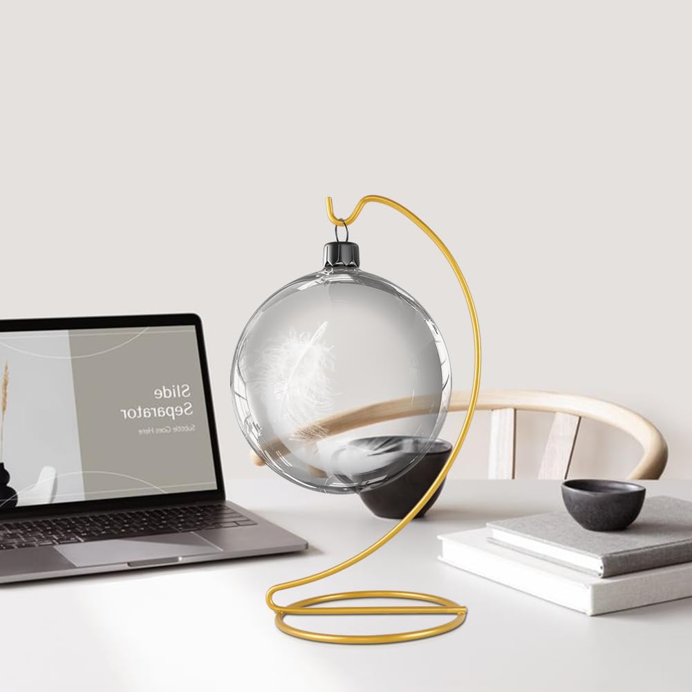 Fosinz 9 Inch Gold Ornament Display Stand, Metal Ornament Hanger Stand for Hanging Glass Globe, Air Plant Terrarium, Witch Ball, Christmas Ornament and Home Wedding Decoration (1, 9x4 Gold)