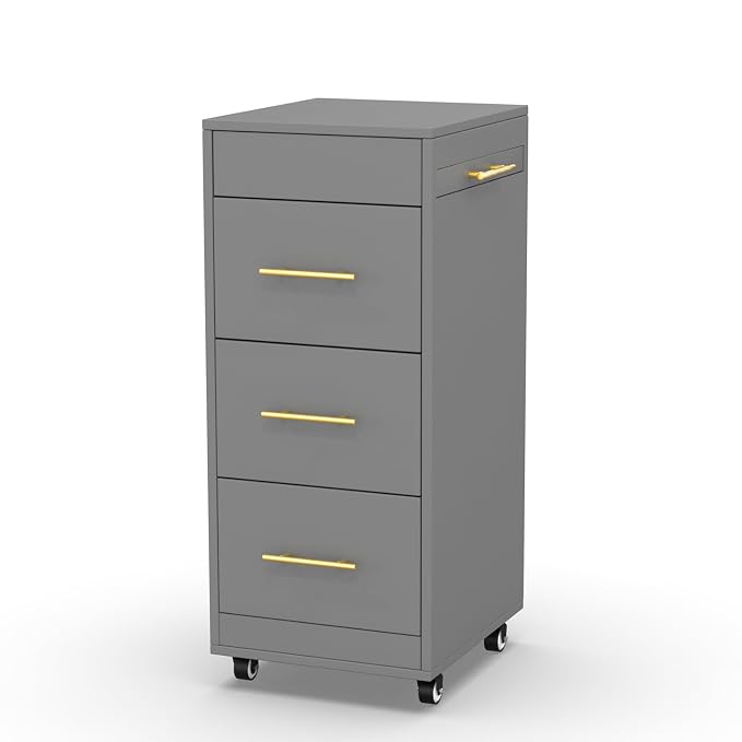 Salon Trolley Cart with Wheels, 3-Drawer Rolling Hair Styling Station, Mobile Beauty Trolley with Hot Tools Holder, Storage for Salon, Barbershop, Spa & Tattoo, Grey